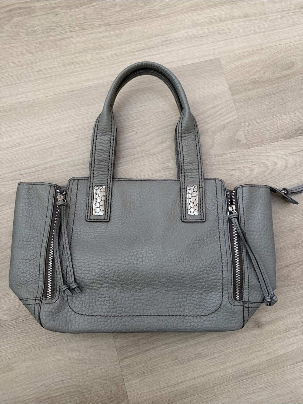 Brighton Pebbled Gray Leather Satchel Handbag